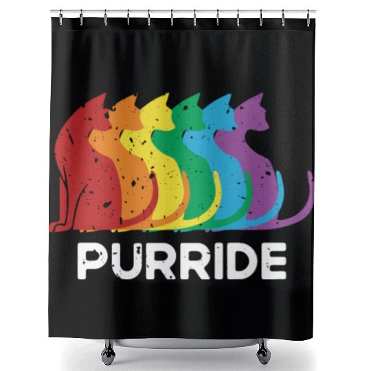 Purride Cat Pride Ally LGBT Community Rainbow Shower Curtains