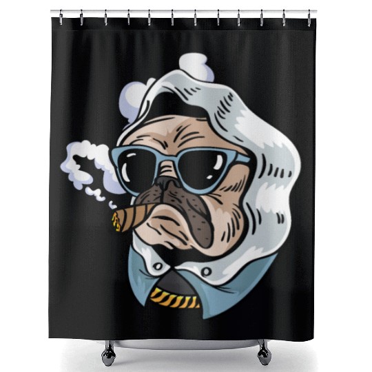 Pug King Smoker Gift Shower Curtains