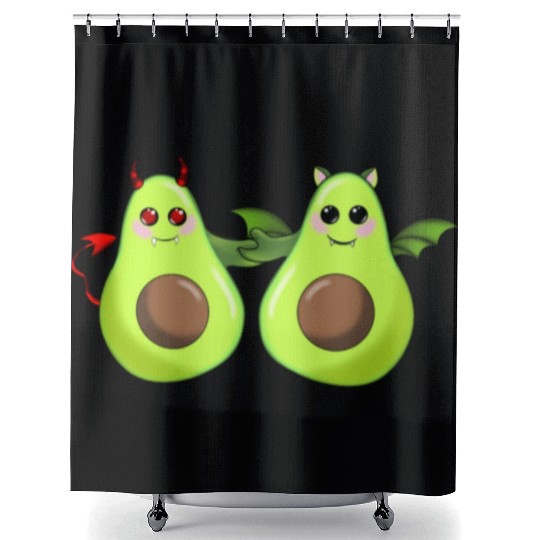 Devil and bat avocado friends Shower Curtains
