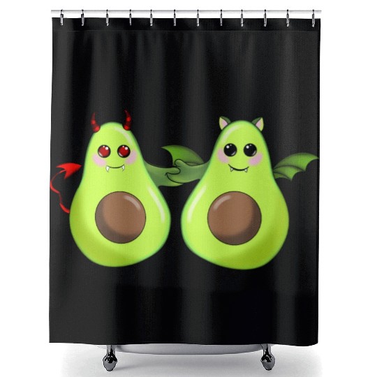 Devil and bat avocado friends Shower Curtains
