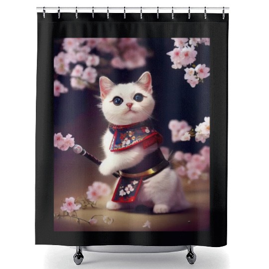 Samurai Cat Shower Curtains