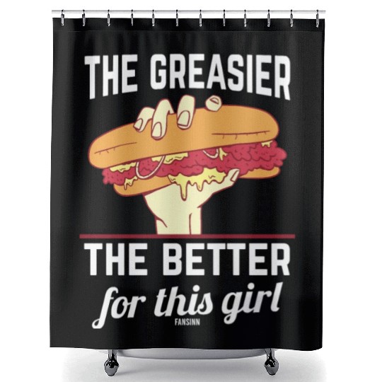 Girl woman Sandwich Fast Food Shower Curtains