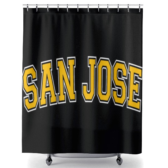 San Jose Varsity Style Amber Text Shower Curtains