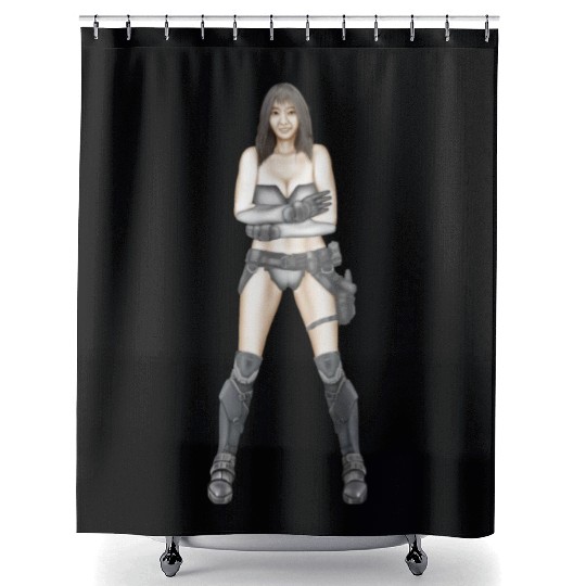Illustration Logo - Cyberpunk Girl Shower Curtains