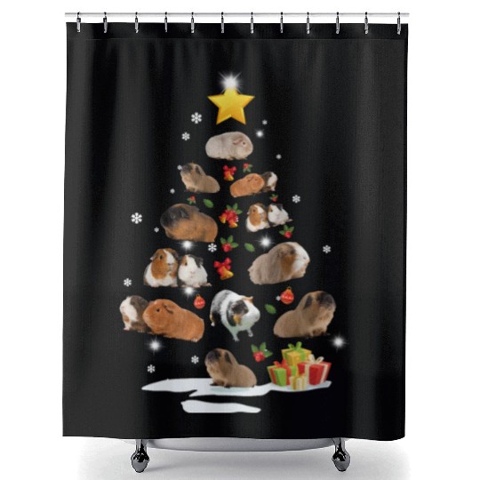 Guinea Pig Christmas Tree Xmas Funny Gift Shower Curtains