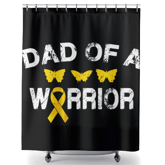 dad Of A Warrior Childhood Cancer Awareness Suppor Shower Curtains