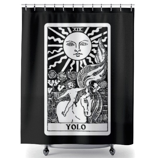 Y O L O - Sun Tarot Card Shower Curtains
