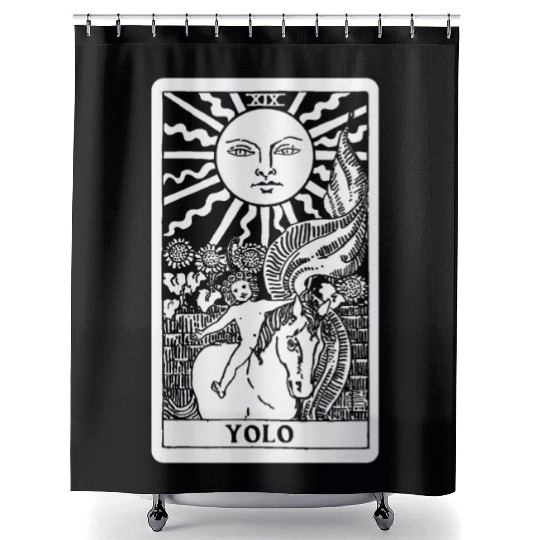 Y O L O - Sun Tarot Card Shower Curtains