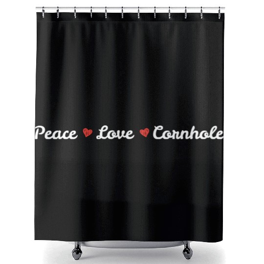 Peace love cornhole heart Shower Curtains