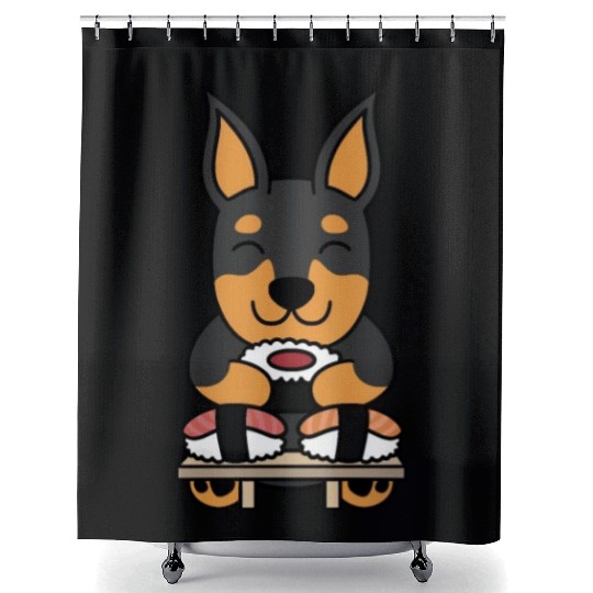 Sushi Lover Miniature Pinscher Shower Curtains
