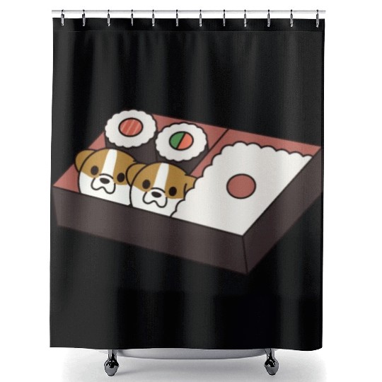 Sushi Bento Box English Bulldog Shower Curtains