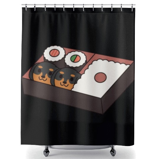 Sushi Bento Box Dachshund Shower Curtains