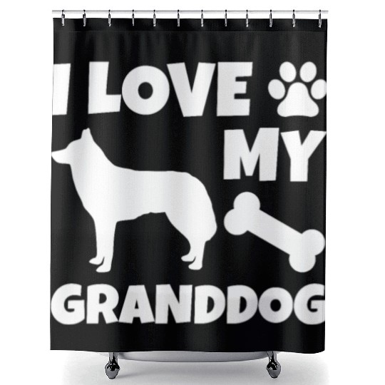 I Love My Granddog Husky Shower Curtains