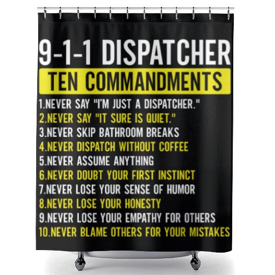 911 Dispatcher Ten Commandments Gold Line Operator Shower Curtains