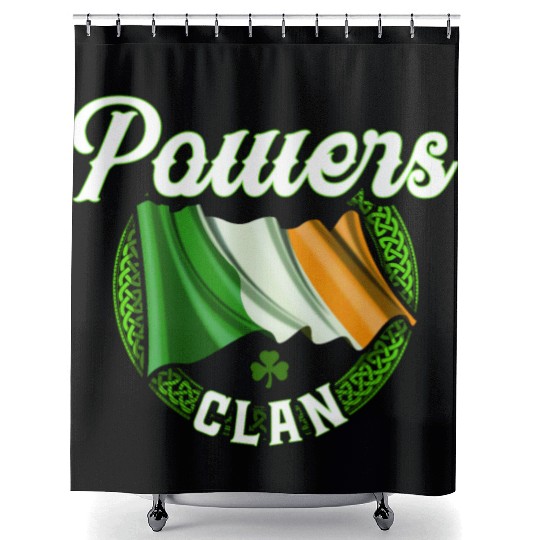 Powers Surname Irish Last Name Ireland Flag Shower Curtains