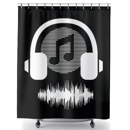 musica headphones novelty fun style 80s song Shower Curtains