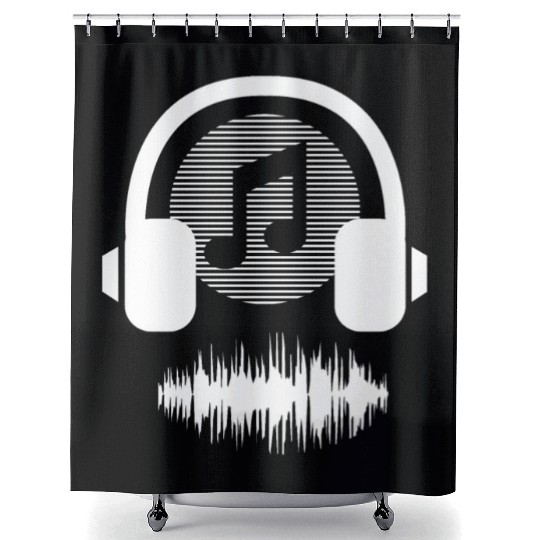 musica headphones novelty fun style 80s song Shower Curtains