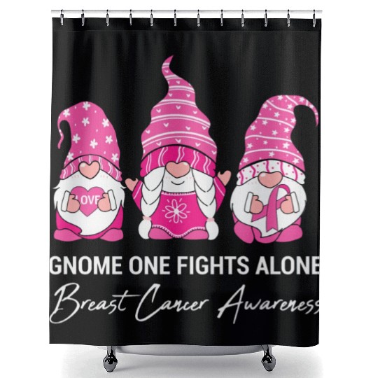 Gnome One Fights Alone Breast Cancer Awareness Shower Curtains