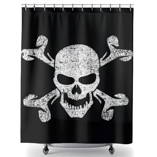 Plain Vintage Skull And Crossbones Shower Curtains
