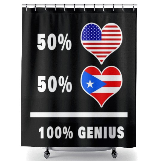 USA and Puerto Rico genius flag design Shower Curtains