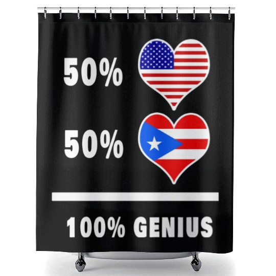 USA and Puerto Rico genius flag design Shower Curtains