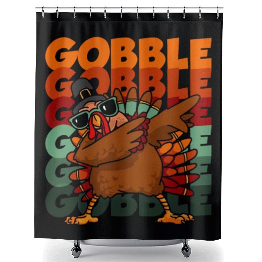 Dabbing Turkey Thanksgiving Gobble Gobble Yall Shower Curtains
