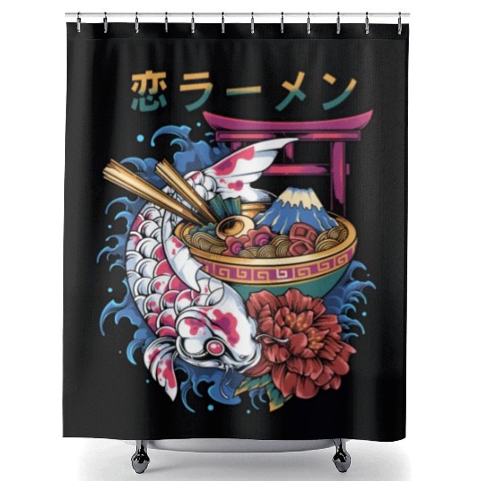 Ramen Koi Fish Japan Tokyo Kawaii Shower Curtains