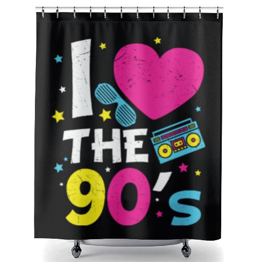 I Love the 90s Radio Cassette Tape Nostalgia Gifts Shower Curtains