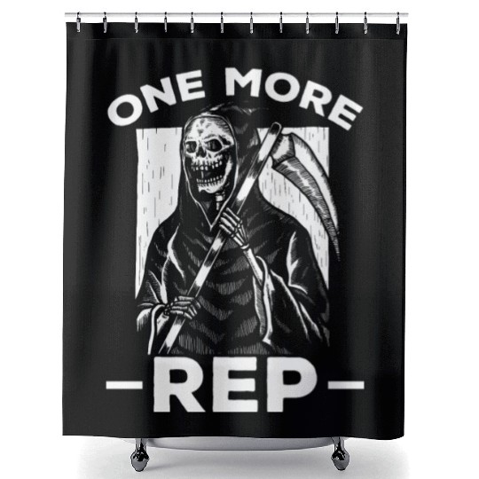 Grim Reaper Humor Weightlifting Gym Lover Shower Curtains