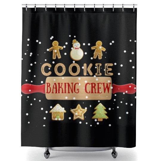 Christmas Gingerbread Baking Graphic Shower Curtains