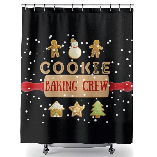 Christmas Gingerbread Baking Graphic Shower Curtains