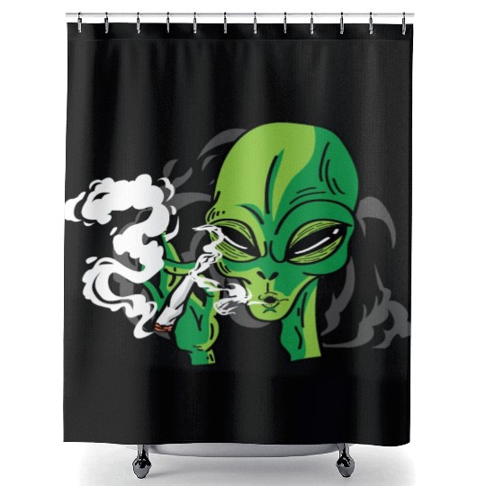 Alien Smoking Gangster Gift Shower Curtains