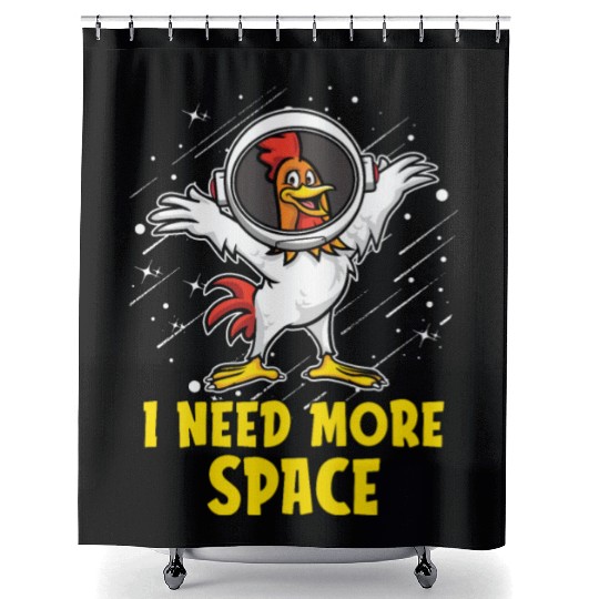 Rooster Cock Astronaut I Need More Space Shower Curtains