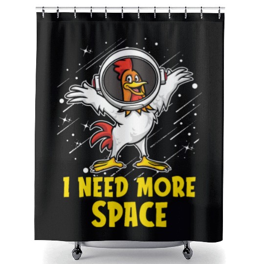 Rooster Cock Astronaut I Need More Space Shower Curtains
