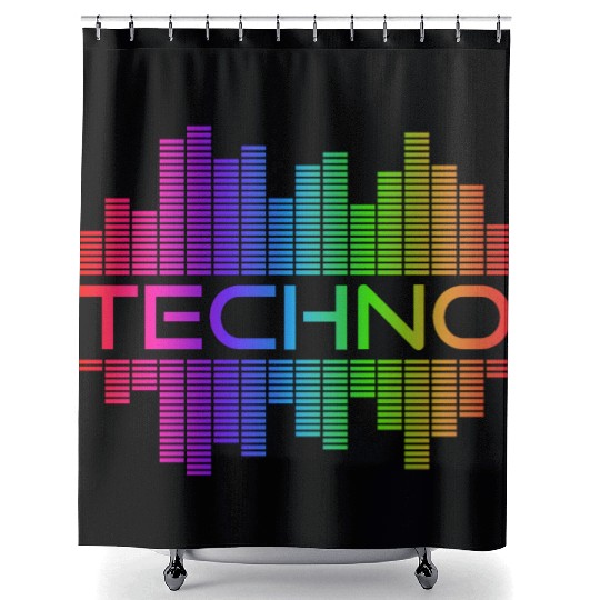 Techno Music Rainbow Spectrum Hard Dark Acid Shower Curtains