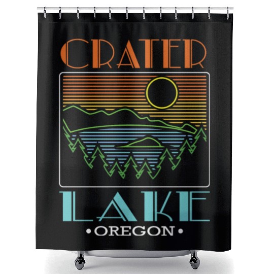 Crater Lake Oregon National Park Retro Crater Lake Shower Curtains