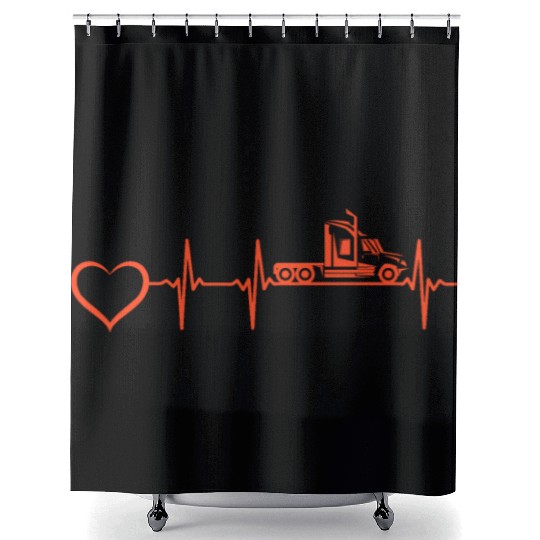 Trucking Trucker Heartbeat Heart Truck Driver Hear Shower Curtains