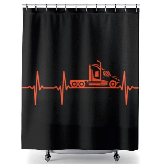 Trucking Trucker Heartbeat Truck Driver Heartbeat Shower Curtains