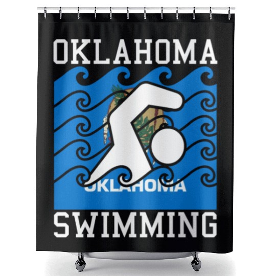 Oklahoma Flag Swimming Team Swim Swimmer US State Shower Curtains