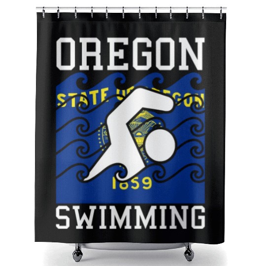 Oregon Flag Swimming Team Pacific Swim Swimmer US Shower Curtains