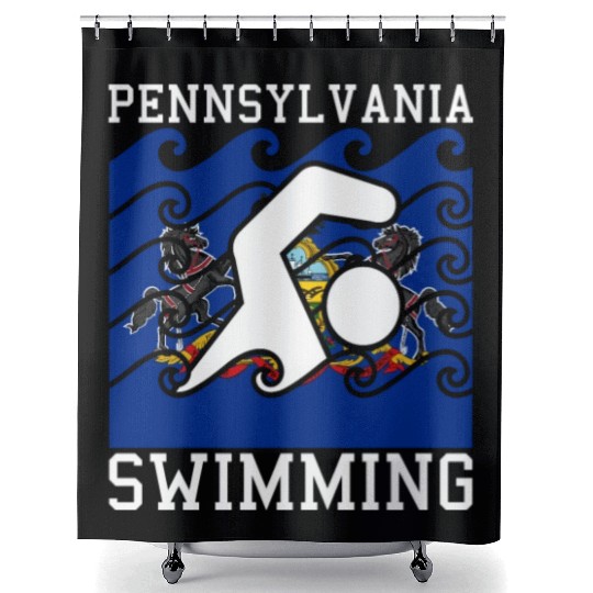 Pennsylvania Flag Swimming Team Swim Swimmer US St Shower Curtains
