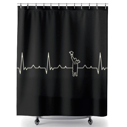 Graduation Graduate Male. Heart. Love. EKG. Pulse Shower Curtains