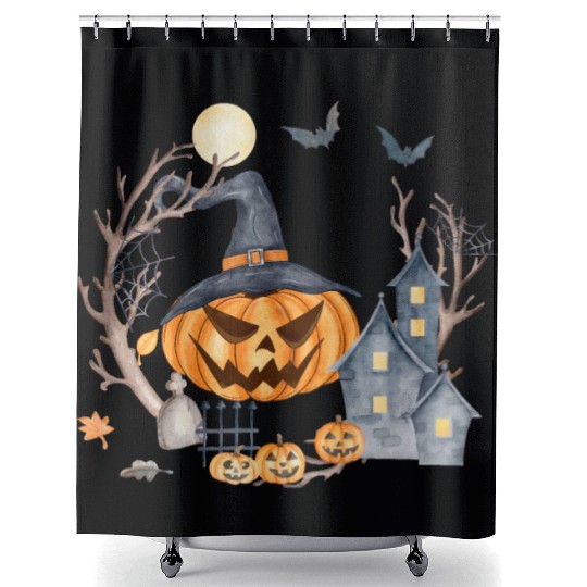 Halloween cute pumpkin pumpkin autumn coffee subli Shower Curtains