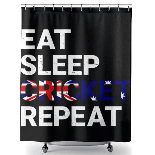 Eat Sleep Cricket Repeat AUS Flag Sports Gift Shower Curtains