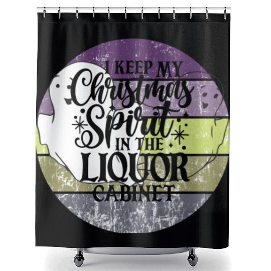 Funny Christmas Spirit Ghosts Sunset Shower Curtains