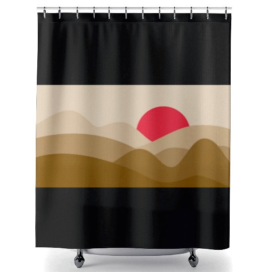 Minimalist Sun Copper Brown Shower Curtains