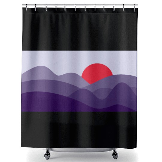 Minimalist Sun Cyber Grape Purple Shower Curtains