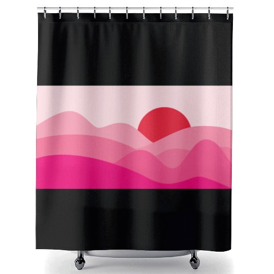 Minimalist Sun Mulberry Pink Shower Curtains