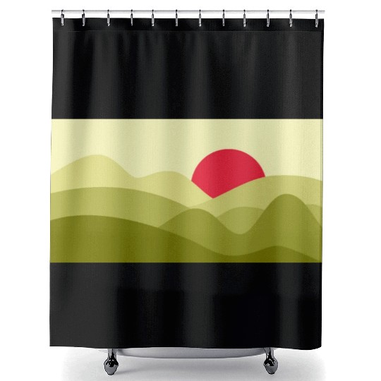 Minimalist Sun Lime Green Shower Curtains