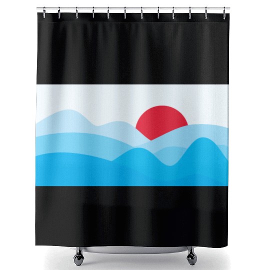 Minimalist Sun Light Blue Shower Curtains